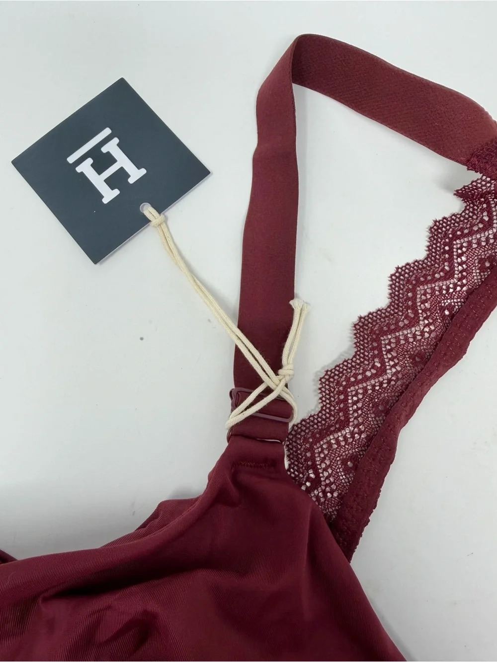 NWT Harper Wilde Bliss Lace Triangle Bralette Size 3XL Burgundy